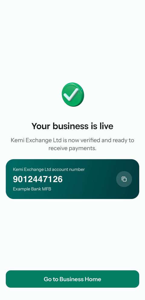 Business live with its account number