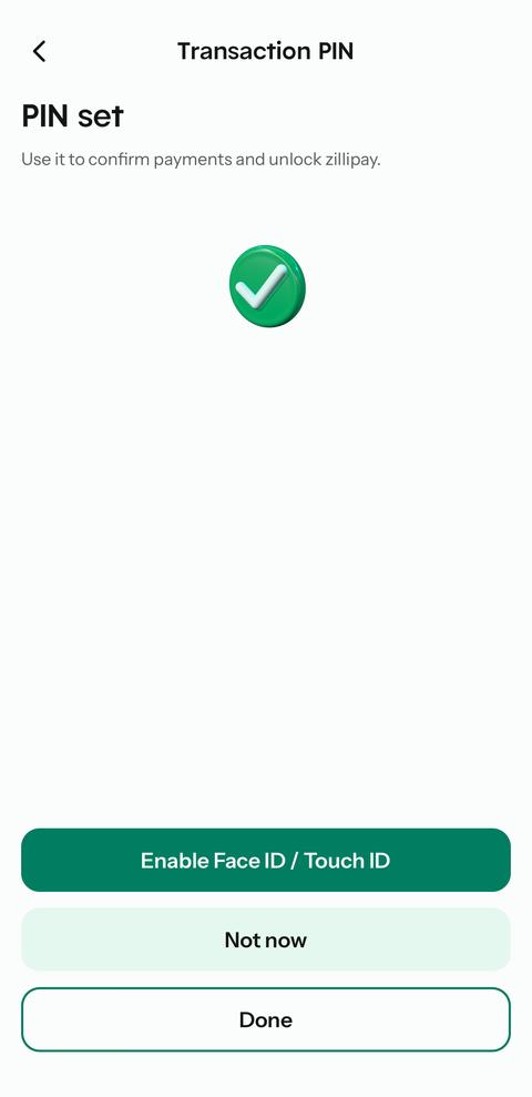 PIN set screen offering to enable Face ID